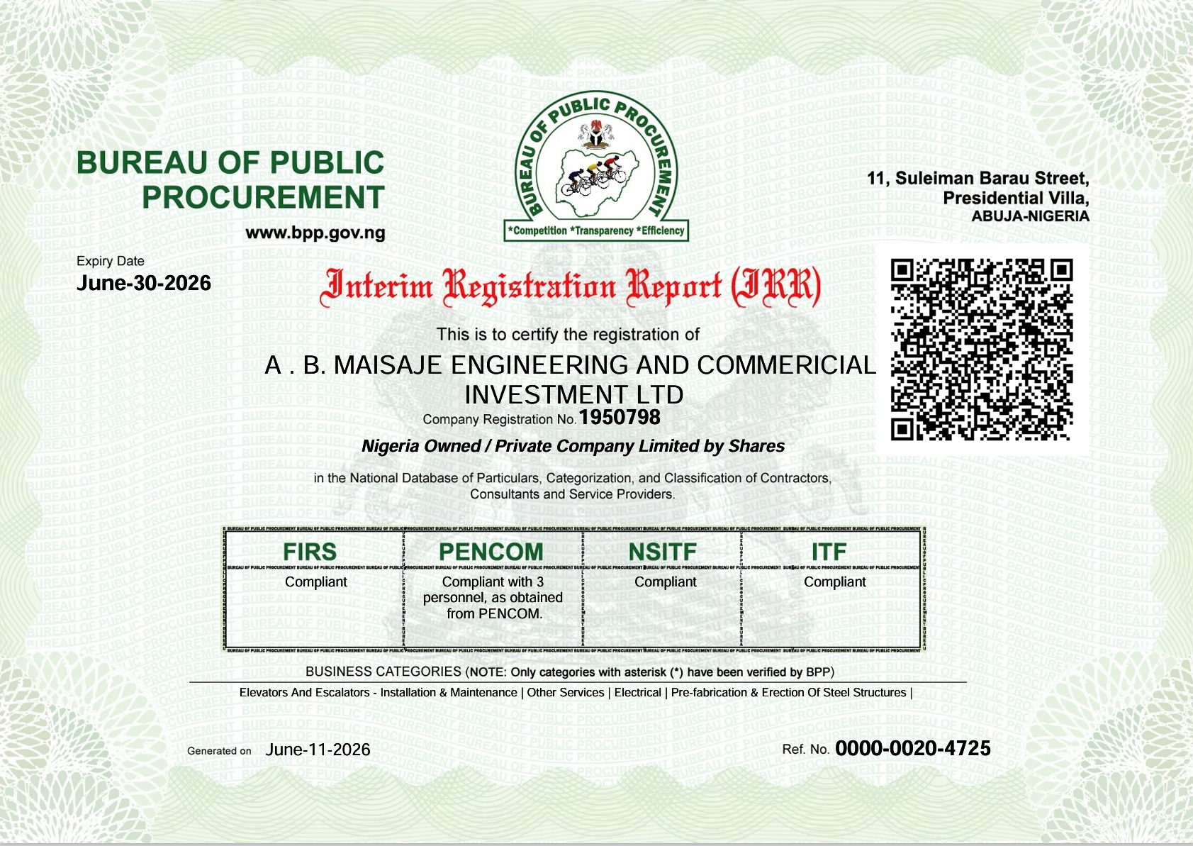BPP Interim Registration Report